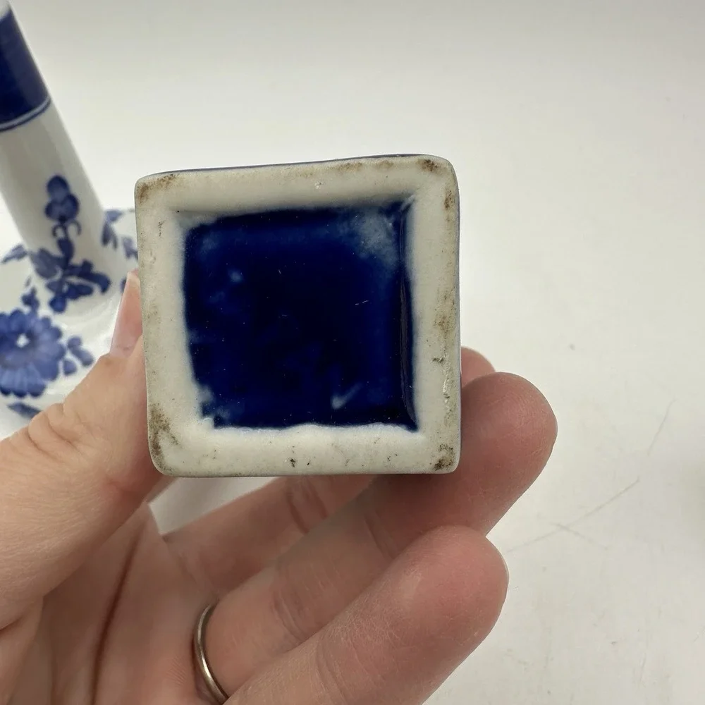 Vintage Lot Of 3 Miniature Porcelain Blue And White Vases 2-4